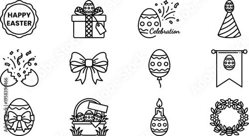 Easter icons and symbols illustrations