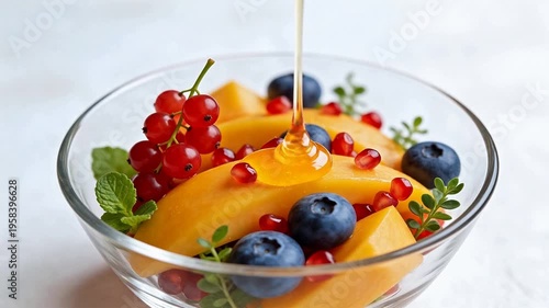 Fruit salad in glass bowl