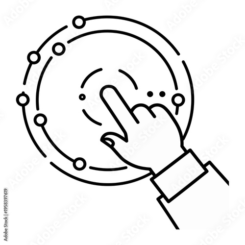 Hand interacting with a circular vector fingerprint scanner for biometric authentication