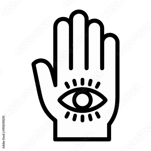 Vector of a hand featuring an eye symbol in the center