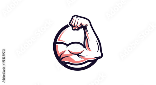 Illustration of a muscular bicep arm flexing for strength and fitness
