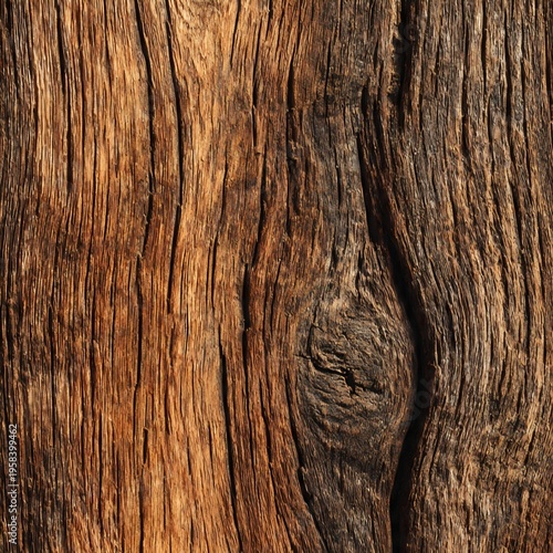 Close-up detail of aged, weathered wood texture with prominent grain and a dark knot, showcasing the natural patterns and rustic beauty of timber for background design