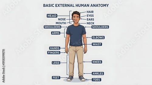 illustration human anatomy for children's education head arms legs