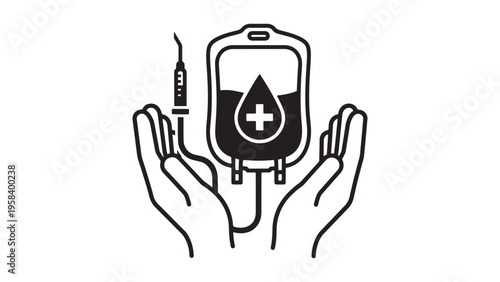 Blood Donation And IV Drip Care Concept Representing Medical Treatment, Patient Support And Life Saving Healthcare Vector Illustration