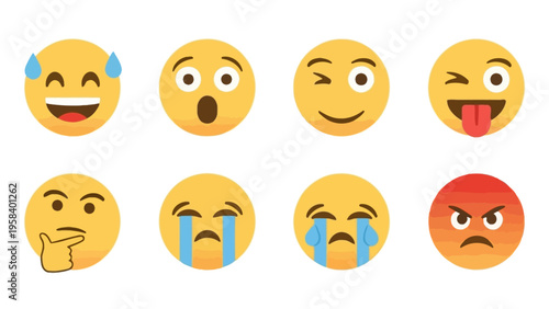 Collection of expressive and humorous emoji faces showing a variety of emotions and reactions