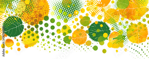 Autumn tree leaves abstract halftone pattern design