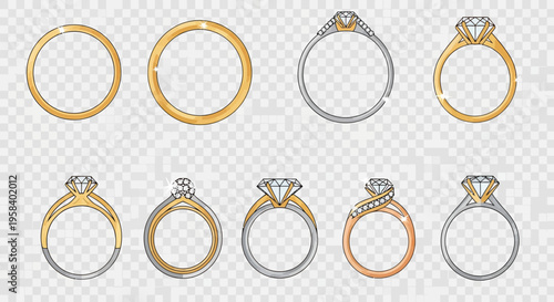A stunning collection of elegant gold and diamond engagement rings, showcasing diverse designs for a perfect symbol of love and commitment