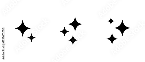 Sparkle star icon set. Shine effect symbol. Glitter light sign