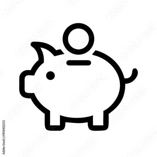 A minimalist vector graphic of a piggy bank with a coin slot on a white background
