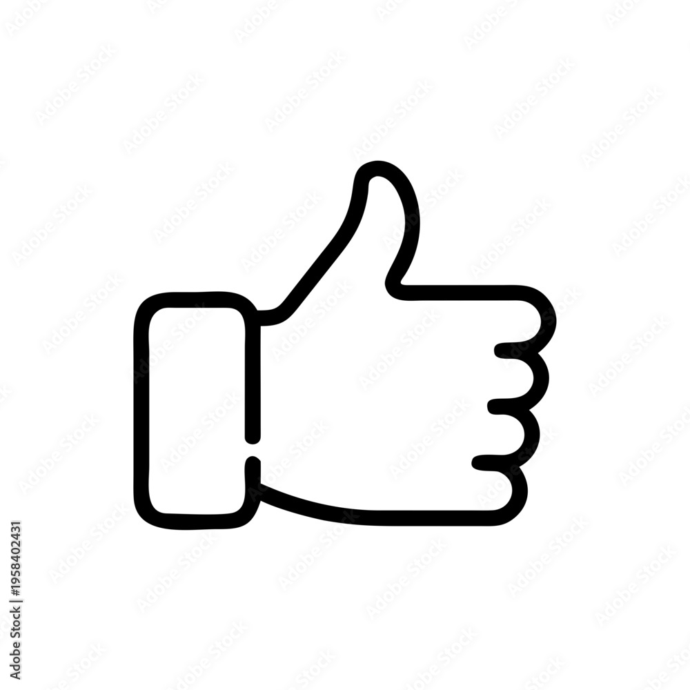 Obraz premium A minimalist thumbs up icon in a simple black line art style on a white background