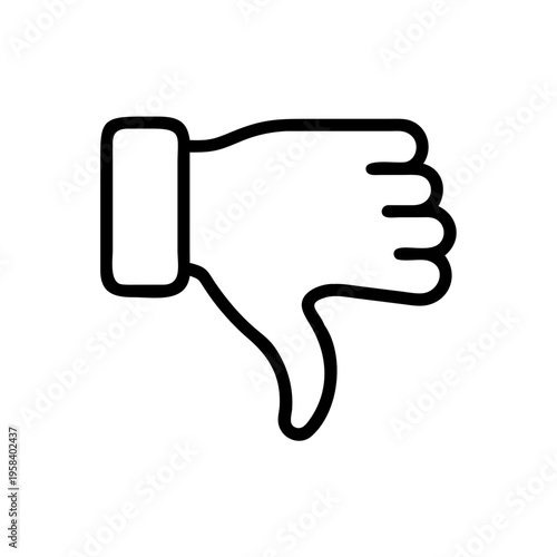 A vector graphic illustration of a thumbs down symbol in a simple, flat design style