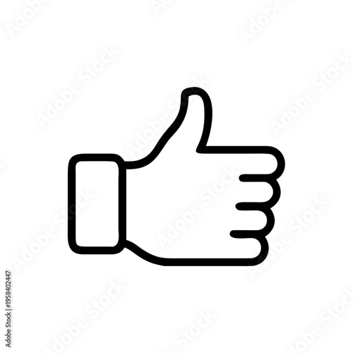 A minimalist thumbs up icon in a simple black line art style on a white background