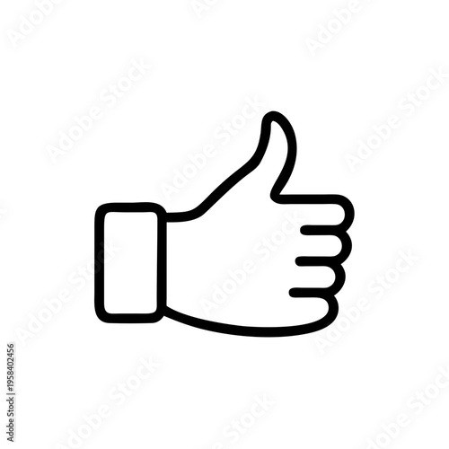 A minimalist thumbs up icon in a simple black line art style on a white background