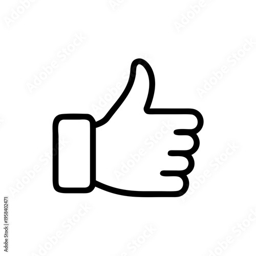 A minimalist thumbs up icon in a simple black line art style on a white background