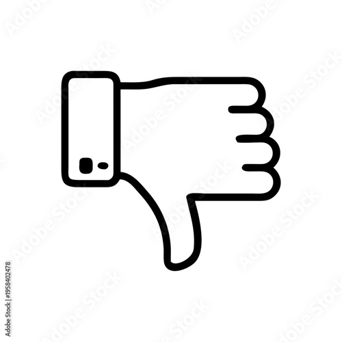 A vector graphic illustration of a hand with a thumb down gesture holding a smartphone