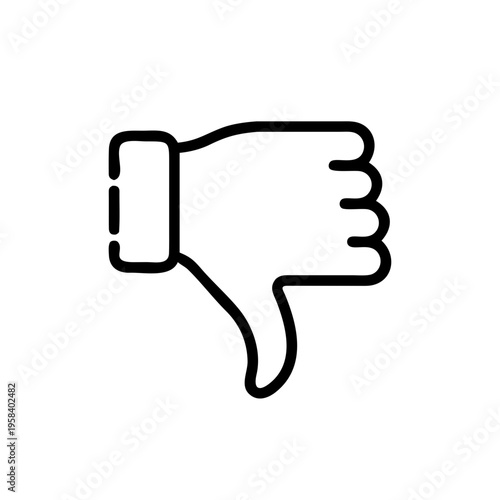 A minimalist vector graphic of a thumbs down icon in a simple black line art style