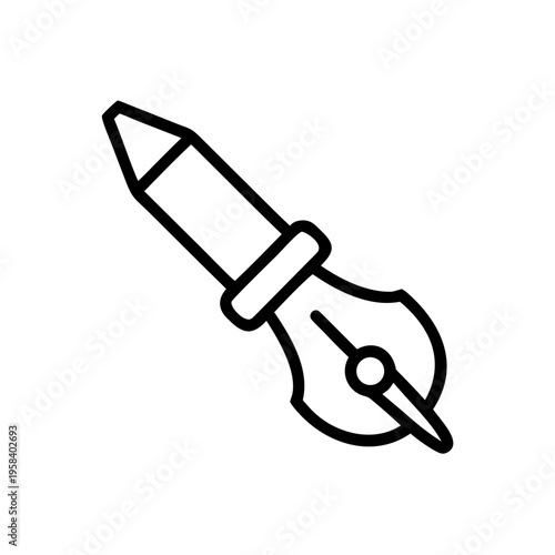 A minimalist vector graphic illustration of a fountain pen nib