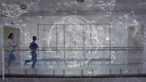 Animation of network of connections and data processing over eye