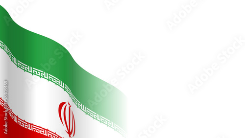 Vector waving Flag of the Islamic Republic of Iran. Waving Iran flag with empty, blank, copy space on transparent background. Design element for presentation, banner,  web. Place for text