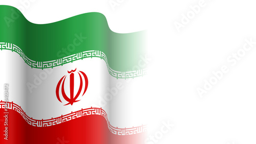Vector waving Flag of the Islamic Republic of Iran. Waving Iran flag with empty, blank, copy space on transparent background. Design element for presentation, banner,  web. Place for text