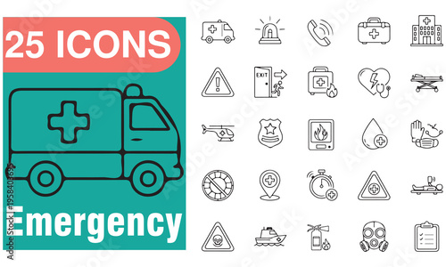  Premium Emergency & First Aid Icon Set – Medical & Rescue Vector Graphics