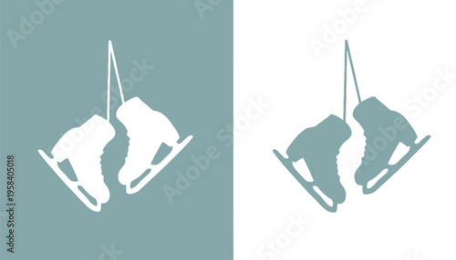 Ice skate silhouette vector illustration on colored background