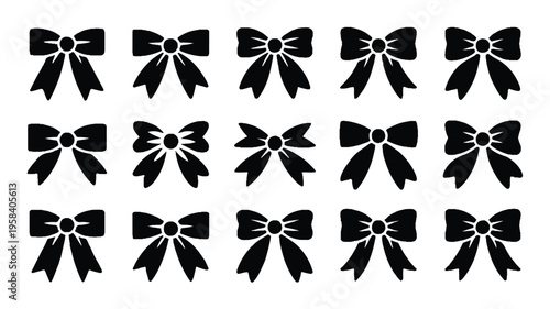 Black bow tie icons on white background for decoration and design