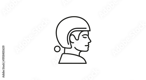 Simple line drawing of astronaut helmet.