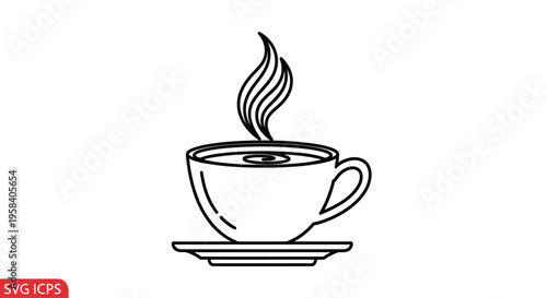 Steaming hot coffee cup icon.