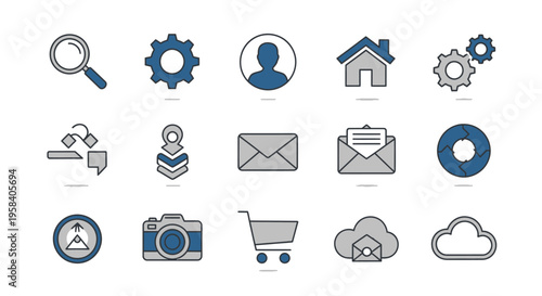 Collection of web interface icons.