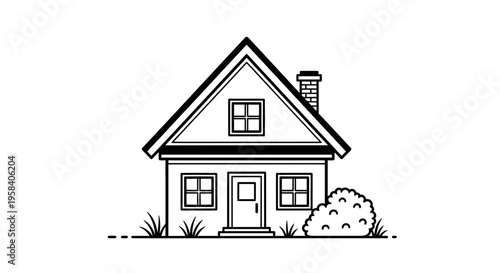 A simple house with a chimney.