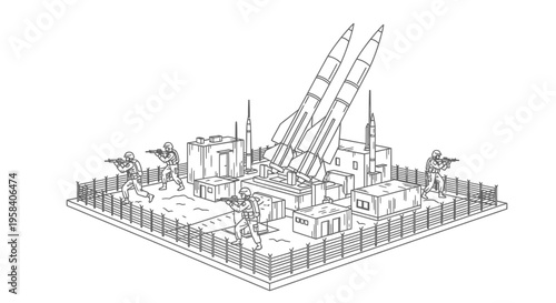 Detailed illustration of a missile launch site.