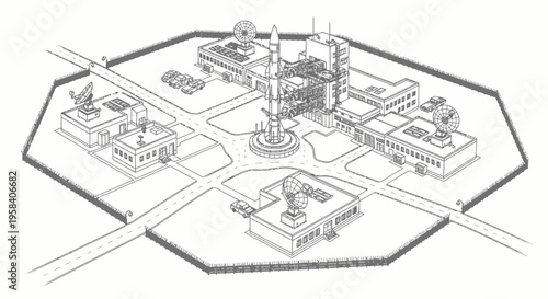 Industrial complex with large factory buildings.