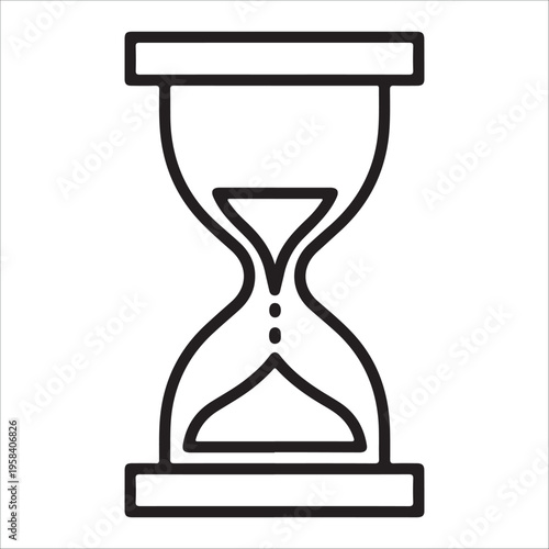 Simple vector illustration of a black hourglass on white background.