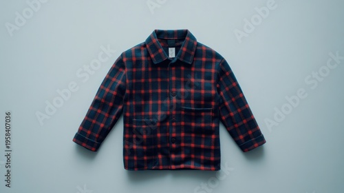 Child's navy & red plaid flannel shirt