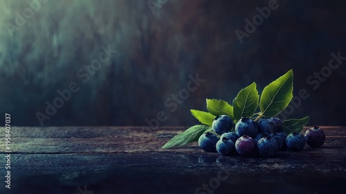 Fresh blueberries on rustic wooden table