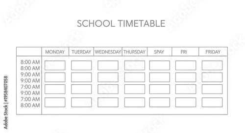 School Timetable Organizer Schedule Template.