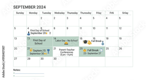 September 2024 calendar page closeup.