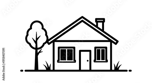 Simple house with a chimney.