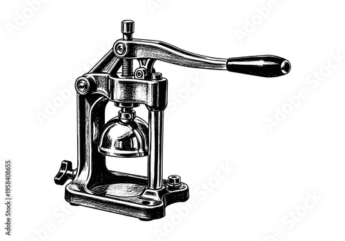 Vintage manual citrus juicer with lever and ribbed cup for extracting juice