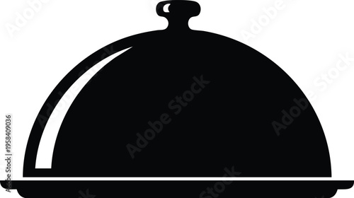 Vector Illustration of a Food Cloche, Restaurant Serving Dish Cover, and Tray