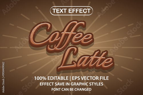 coffee latte 3d editable text effect