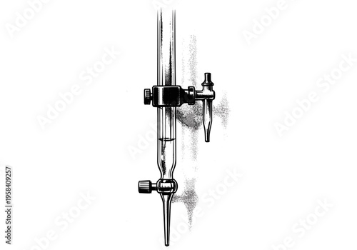 Close-up of a laboratory burette with stopcock and liquid level visible