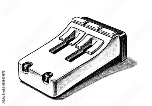 Vintage audio mixer fader controls with three sliders and buttons