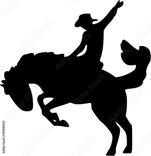 Cowboy riding bucking horse silhouette rodeo bronco rider western