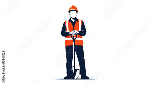 Construction Worker: A silhouette of a construction worker, standing at attention with the tools of their trade, embodying strength, precision, and dedication.