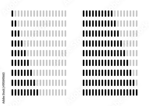 Loading bar icon set with different progress levels. Graphical user interface indicator for software development or web application. Digital data transfer visualization and status bar. Vector illustra