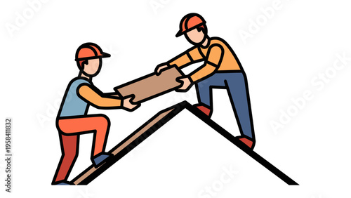 Labor Day Celebration: A group of construction workers, united in solidarity, hold up a banner proudly proclaiming Labor Day, honoring the hard work and dedication of the workforce.