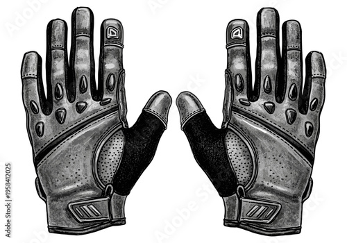 Pair of black tactical gloves with reinforced knuckles and grip details