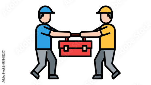 Labor Day Celebration: A group of construction workers, united in solidarity, hold up a banner proudly proclaiming Labor Day, honoring the hard work and dedication of the workforce.